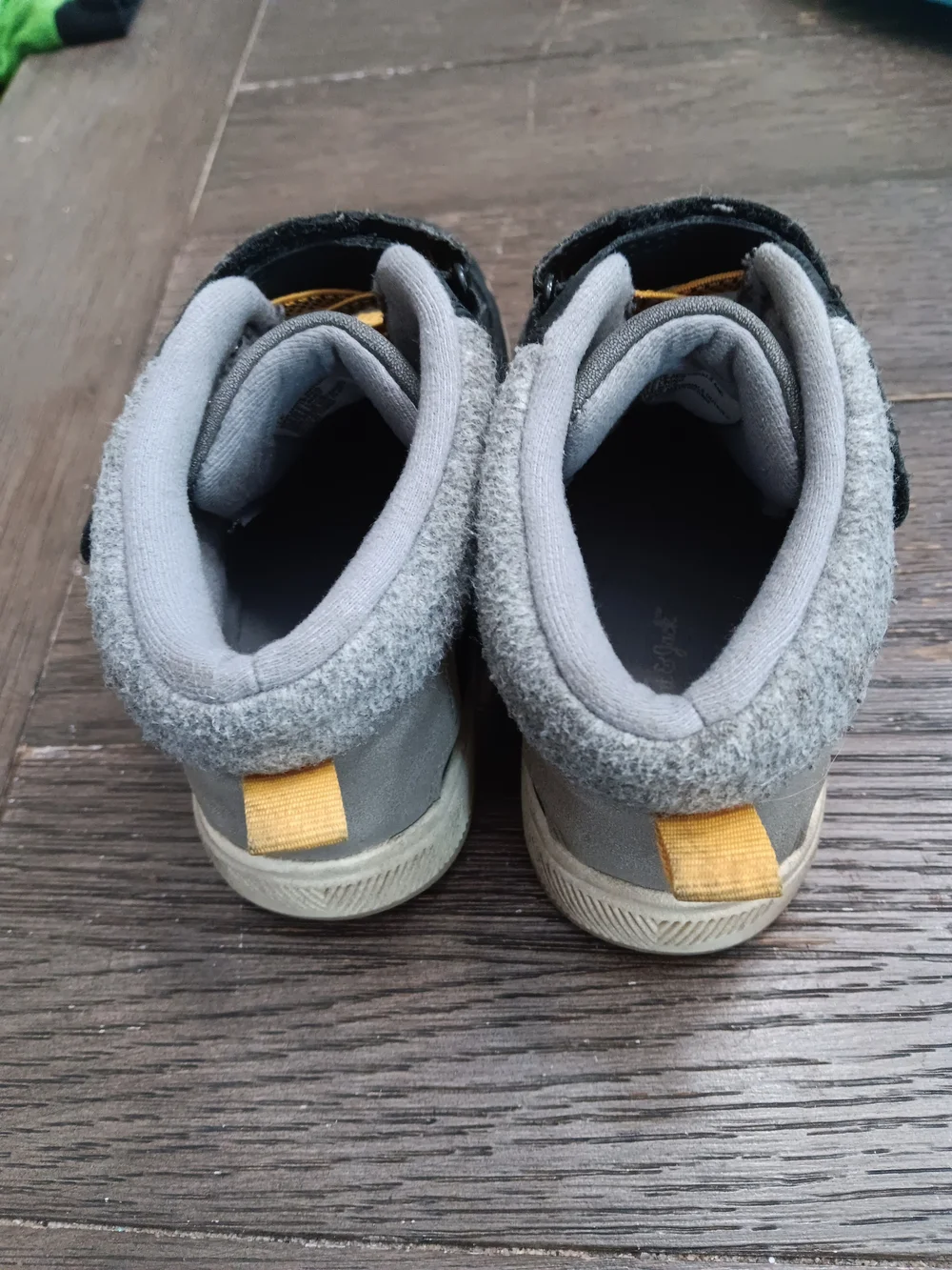 Boys Size 12 Black & Gray High-Top Sneakers with Yellow Laces